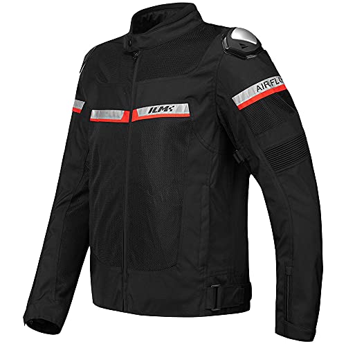 ILM Mesh Motorcycle Riding Jacket CE Armored Alloy Shoulder Pads for Men Women Breathable Dirt Bike Motocross Jackets(Black, Medium)