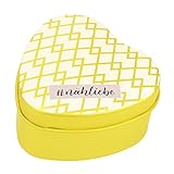 #nähliebe Stecknadeldose Gelb: Schmuckdose in Herzform mit 150 Stecknadeln in zwei Farben (Koralle/ Mint)