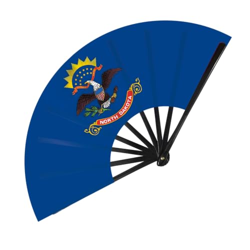 North Dakota State Flag Fan 8 inch Length- Vibrant Color