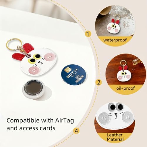 AirTag 키체인용 귀여운, 숨겨진 귀여운 에어 태그 홀더, 열쇠고리, 가방, 반려동물용 가죽 케이스 — 사진 6