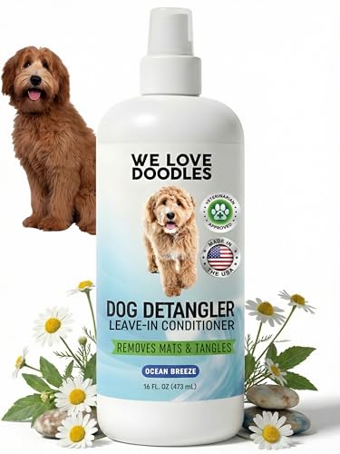 We Love Doodles Dog Detangler Spray - Leave-in Conditioner for Dogs - Dog Detangling Spray - Dematting Spray for Dogs - Tangle Remover - Made in The USA, Large 16 fl oz (Ocean Breeze)