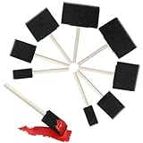 Larrel 8 Stück Schaum Pinsel Malerei, 4 Größen/(1 Zoll, 2 Zoll, 3Zoll und 4Zoll) Malerpinsel Set mit Holzgriff Farbschwammpinsel Schaumstoffpinsel DIY Bastelprojekte zum Malen,Beizen, Bastelprojekte