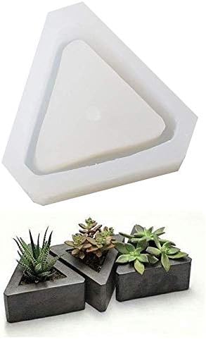 Ceramic Clay Mold DIY Silicone Succulent Plants Concrete Planter Vase Molds Handmade Craft Cake Pizza Jelly Microwave and Freezer Mould-a little curve(Triangel)