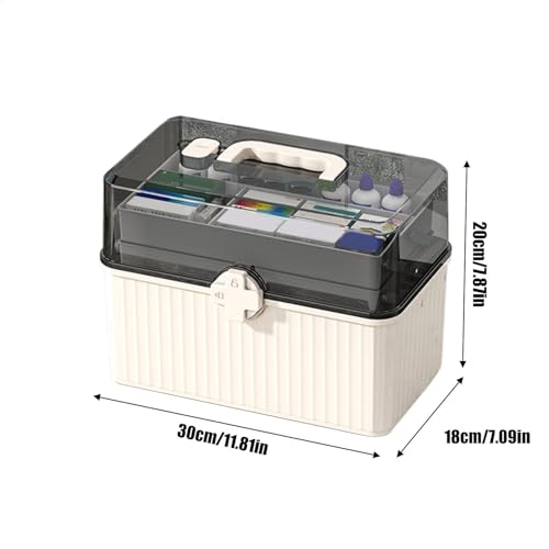 Contenedor médico transparente de gran capacidad con 3 niveles y asa 3