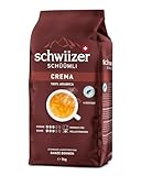 Schwiizer Schüümli Crema, 100% Arabica Kaffeebohnen, aromatisch-vollmundig, ideal für Vollautomaten, Stärke 3/5, mittlere Röstung, Rainforest Alliance, 1kg