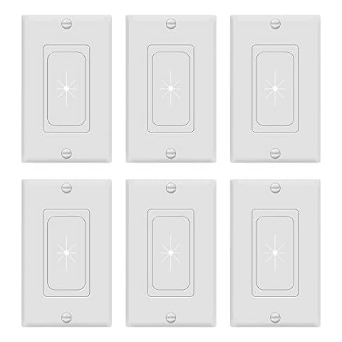 TOPGREENER Flexible Rubber Grommet Opening Pass-Through Insert with Decorator Wall Plate for Low-Voltage Cables, Size 1-Gang 4.50" x 2.75", Polycarbonate Thermoplastic, TG8901-6PCS, White 6 Pack Cover
