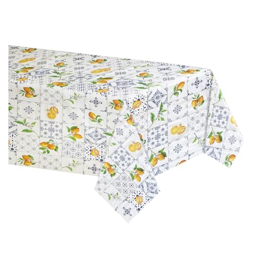 Acomoda Textil - Mantel Antimanchas Rectangular de Hule al Corte. Mantel Liso Elegante, Impermeable, Resistente y Lavable para Mesa, Ideal para Interior y Exterior. (140x240 cm, Limones)