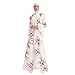 Produktbild Lazzboy Moslemischer Sommer-heißer Rilling-Spitze-schwarz-Spitze Gestickte Damen Kleider Muslim Islamische Retro Trompete ärmel Stickerei Swing Kleid Abaya Robe Sommerkleid(Weiß,XL)