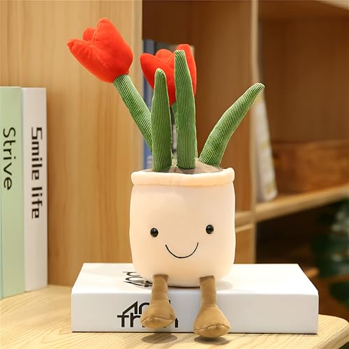 Image of Tickles Tulip Flower Pot Soft Stuffed Plush Pillow Toy for Kids Boys & Girls Birthday Gifts (Size: 30 cm Color: May Vary)