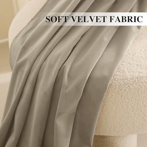 RYB HOME Camel Beige Velvet Curtains 108 inches, Room Darkening Thick Velvet Drapes for Farmhouse Decoration Privacy Window Treatment for Bedroom Dining Room, W52 x L108 inches, 2 Panels by RYB HOME - Image 3