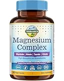 Terranics Magnesium Complex 500mg, Glycinate, Malate, Taurate, Citrate, Chelated Purified Easily Absorbed Magnesium Supplement for Sleep, Heart, Energy, Digestion Support, 60 Capsules