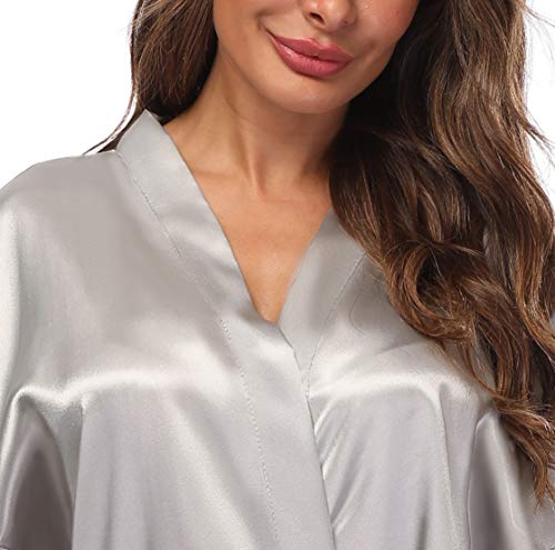 Goodmanshop Women's Satin Kimono Robes Short Silky Bathrobe Solid Color/Floral Bridal Wedding Party Xx-Large-3X-Large #TOP4