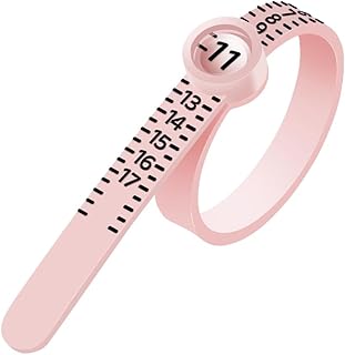 Meowoo Ring Sizer Measuring Tool with Magnifier, for Ring Measurer and Ring Sizer Clear and Intuitive Reading. Plastic Ring Sizer with Lens, 1-17,Pink
