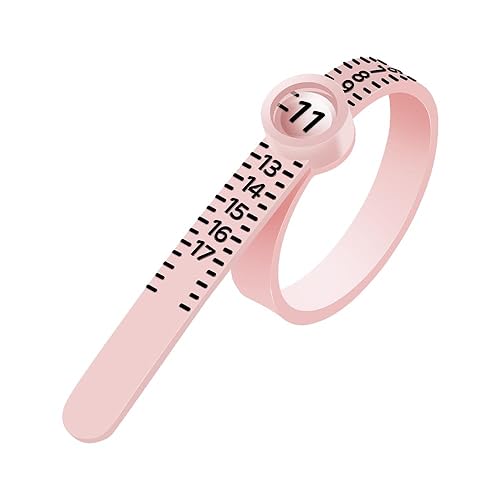 Meowoo Ring Sizer Measuring Tool with Magnifier, for Ring Measurer and Ring Sizer Clear and Intuitive Reading,Plastic Ring Sizer with Lens, 1-17,Pink - Pink-Lens