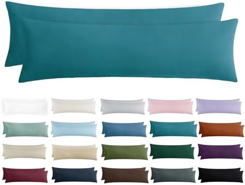 Tifschlaf Seitenschläferkissen Bezug 40 x 145 - Kissenbezug 40x145 Seitenschläfer Kopfkissenbezug 2er Set Türkis mit Reißverschluss aus Mikrofaser Weich, 145x40 cm Pillow Case