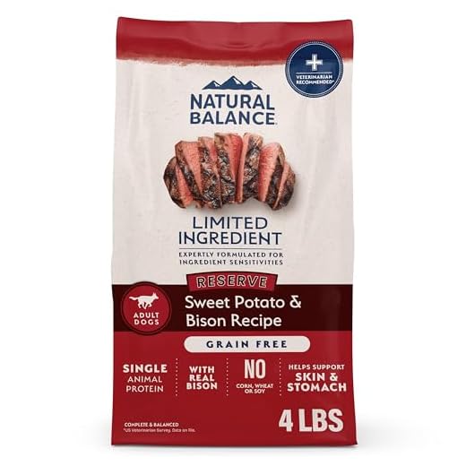 Natural Balance Limited Ingredient Adult Grain-Free Dry Dog Food, Reserve Sweet Potato & Bison Recipe, 4 Pound (Pack of 1)
