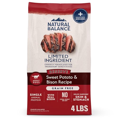 Natural Balance Limited Ingredient Adult Grain-Free Dry Dog Food, Reserve Sweet Potato & Bison Recipe, 4 Pound (Pack of 1)
