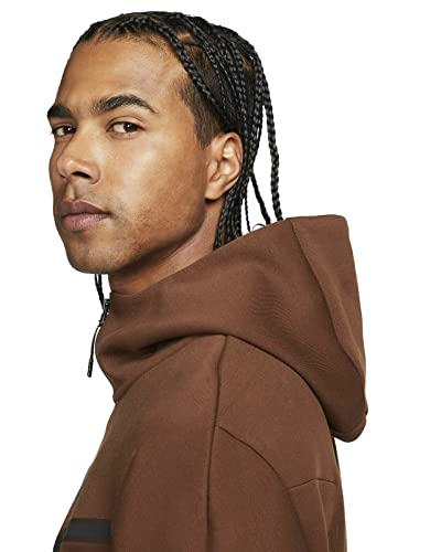Nike Men's Sportswear Cacao Wow/Black Tech Fleece Full-Zip Hoodie - M - Thumbnail 6