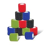 Haftbandage Verband,5 cm x 4,5 m 12 Rollen Farb Medizinische Klebeverband Kohäsive Bandage für Sport,Elastische Fixierbinde Selbsthaftende Cohesive Bandage,Erste Hilfe,Hand,Zehen und Füße, Wundverband