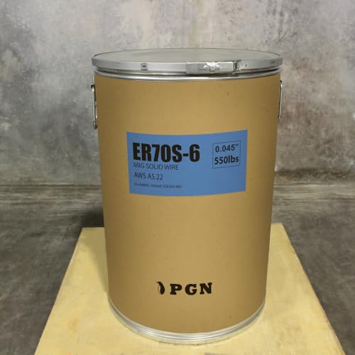 PGN Solid MIG Welding Wire - ER70S-6 .045 Inch - 550 Pound Drum - Mild Steel MIG Wire with Low Splatter and High Levels of Deoxidizers - For All Position Gas Welding