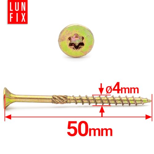 wkręty ciesielskie stożkowe 300szt. 4x50 mm gniazdo TORX20 żółty ocynk
