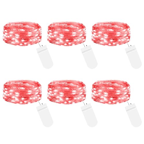 btfarm 6 Stück LED Lichterkette mit Batterie Klein, 2M 20LED Silberdraht Mini Lichterketten Batteriebetrieben, Micro Lichterkette Draht Wasserdichte für Valentinstag Hochzeit Party Innen Deko, Rot btfarm 6 Stück LED Lichterkette mit Batterie Klein, 2M 20LED Silberdraht Mini Lichterketten Batteriebetrieben, Micro Lichterkette Draht Wasserdichte für Valentinstag Hochzeit Party Innen Deko, Rot