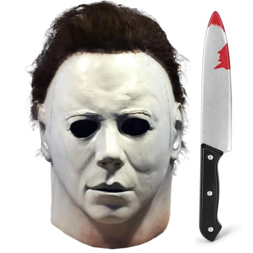 Ljrctxl Michael Myers Mask, Halloween Mask for Adult With Classic Knife Realistic Horror, Michael Myers Costume Cosplay