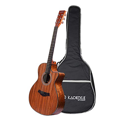 Kadence Acoustica Series Acoustic Electric Guitar - Wooden Acoustic Guitars (Zebra Wood) - Electric Acoustic Guitar With Pickup, Inbuilt Tuner And Bag - Guitar Acoustic For Beginner & Professionals #TOP1