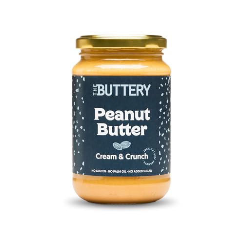 THE BUTTERY Crema de Cacahuete - Cream and Crunch 350g – Peanut Butter con Trozos de maní 100% Natural | Sin Azúcar Añadido ni Aceite de Palma | Fuente de Proteína | Sin Gluten | Producto Vegano