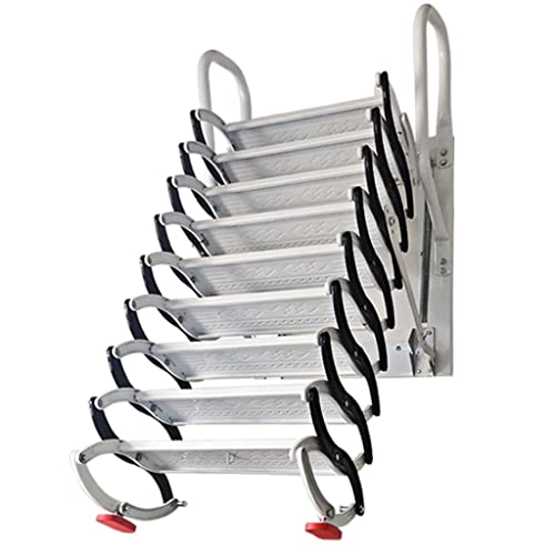 Escalera Escalera Plegable Manual Resistente, Escalera Telescópica De Montaje En Pared De Acero Laminado En Frío Para El Ático Del Hogar, Escaleras De Paso Invisibles Escalón De Tijera(2-2.5m)
