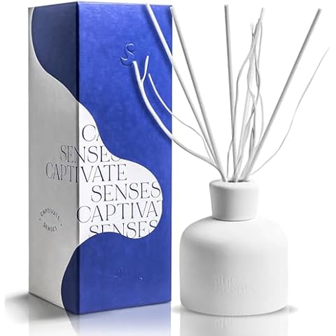 Gibi Reed Diffusers for Home - 5.2 oz (150 mL) Moonlight Dust Scented Reed Diffuser with Sticks and Ceramic Bottle | Fragrance Reed Diffusers for Room & Office | Aromatherapy for Stress Relief Cover