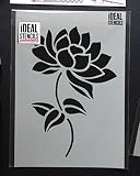 FIORE DI LOTO Stencil riusabile decorazione della parete di casa, ARTE E MESTIERE Stampo pittura pareti TESSUTI & ARREDAMENTO - SEMI TRASPARENTE STAMPO, XS/ 11X16.5CM