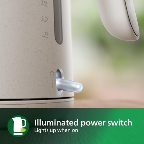 Philips Czajnik elektryczny z serii Eco Conscious, Duża pojemność - 1,7 L, Wykonany w 100% z bioplastiku², Element grzejny ze stali szlachetnej, Kolor Biały z matowym wykończeniem (HD9365/10)