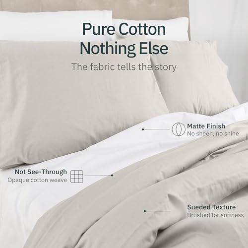 Image of California Design Den Super Soft 100% Cotton Twin Sheets Set - 3 Pcs - Durable Sheets, Easy Fit, Lightweight & Breathable, Suitable for Hot Sleepers & All Seasons, Minimal Wrinkles - Beige