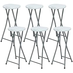 7H SEVEN HOUSE Pack 6 Taburetes Plegables Alto Blanco 30x76cm 7house
