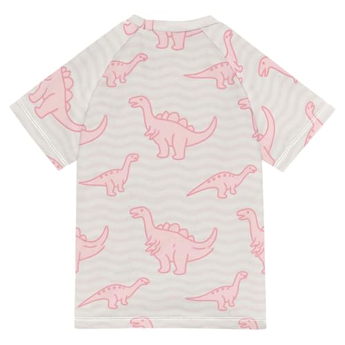 Animal Dinosaur Pink Fluorescence Yellow Short Sleeve Girls Bathing Suit Girls Swimsuit Rash Guard Swimsuit for 3-12 Years trajes de bano para ninas2