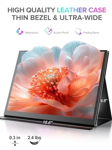Image of UPERFECT 18.5 inch 4K QLED Portable Monitor, 3840x2160 UHD Display | 145% sRGB, 60Hz, VESA Support, Protective Case Included, USB-C & Mini HDMI External Screen for Laptop & Gaming