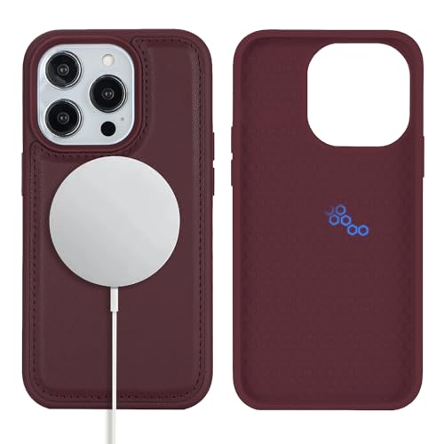 Ｈａｖａｙａ for Magsafe Magnetic case for iPhone 14 Pro Max Leather case magsafe Compatible Wireless Charging-Wine Red