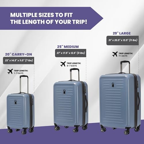 Spyder Rails Expandable Hardside Upright Suitcase with 360° Spinner Wheels, TSA Approved Lock (Denim, 3-Piece Set) — 사진 2
