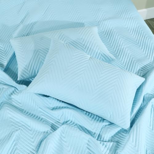 Image of RD TREND Cotton Quilted Pillow Cover Set of 2 |Ultra-Soft, Cooling & Breathable | Skin & Hair Friendly | Hidden Zipper Pillowcases for Bedroom |Standard Size 18x28 Inches, Sky Blue