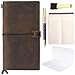 Refillable Leather Journal Refillable Travelers Notebook for Men 8.5 x 4.5 Leather Travel Journal with 5 Inserts Travel Diary Planner for Women Vintage Antique TN Standard Notebooks