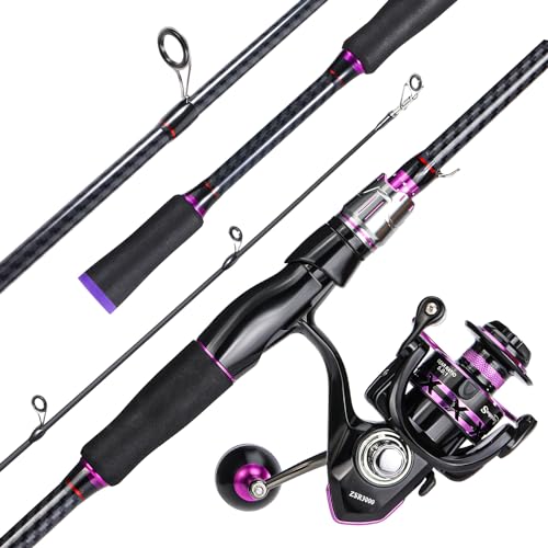 Sougayilang Spinning Fishing Combos, Carbon&Glass Fiber Composite 2 Piece Fishing Rods with 2000 Size Spinning Reel- 6'0"- Purple by Sougayilang - Image 3