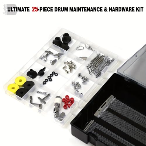 Beatello Drum Accessory Kit with Carrying Case – 71 PCS Drum Set Replacement Parts & Tools for Drummers – Includes Drum Keys, Hi-Hat Clutch, Snare Wire, Cymbal Felts, Screws – Gig-Ready Suitcase