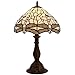 Tiffany Lamp with Cream Stained Glass and Crystal Bead Dragonfly Table Lamp in Height 18 Inch for Living Room Antique Coffee Table Desk Beside Bedroom S139 WERFACTORY