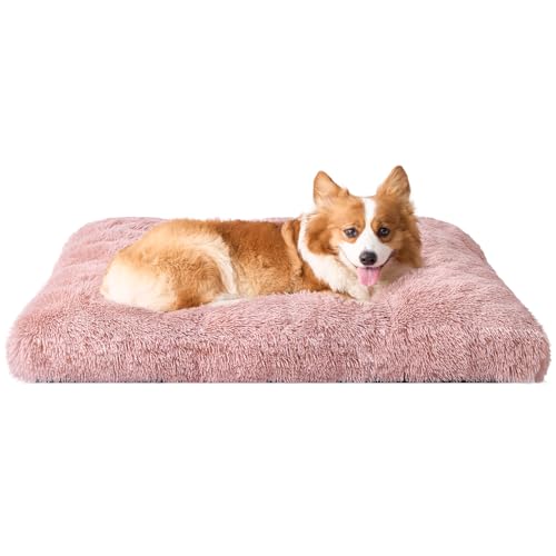 EHEYCIGA Cuscino per Cani Taglia Media, 75Lx50W cm Cuscino Cane Morbida lavabile, Morbido e Confortevole Letto per Cani a Pelo Lungo, Rosa
