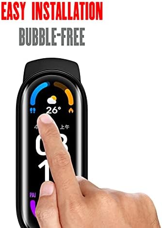 WFTE [2-Pack Screen Protector for Xiaomi Mi Smart Band 6 NFC/Mi Band 6 3D Full Coverage,Premium Tempered Glass Screen Protector For Xiaomi Mi Smart Band 6 NFC/Mi Band 6(Black)