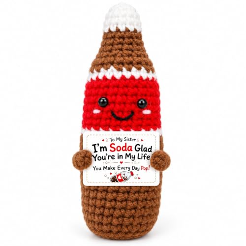Positive Crochet Soda Gift for Sister, Emotional Support Desk Decor