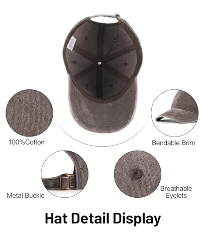 Zylioo Czapka z daszkiem ze spranej bawełny, XL/XXL, duża, do biegania, barwiona pigmentami, sportowa, vintage do tenisa, na świeże powietrze, Kawa, L-XL