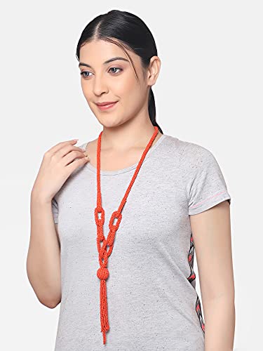 Rf Rizir Fashion Long Handmade Glass Beaded Statement Orange Necklace For Women #TOP4
