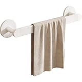MCOCO Towel Rack for Bathroom Wall Mounted Adhesive Holder No Drill 11.8 inch Multi Use Space Saving Hanger for Towels Pot Lids Shoes 4 Layer Shield Rustproof Home Decor Classic White